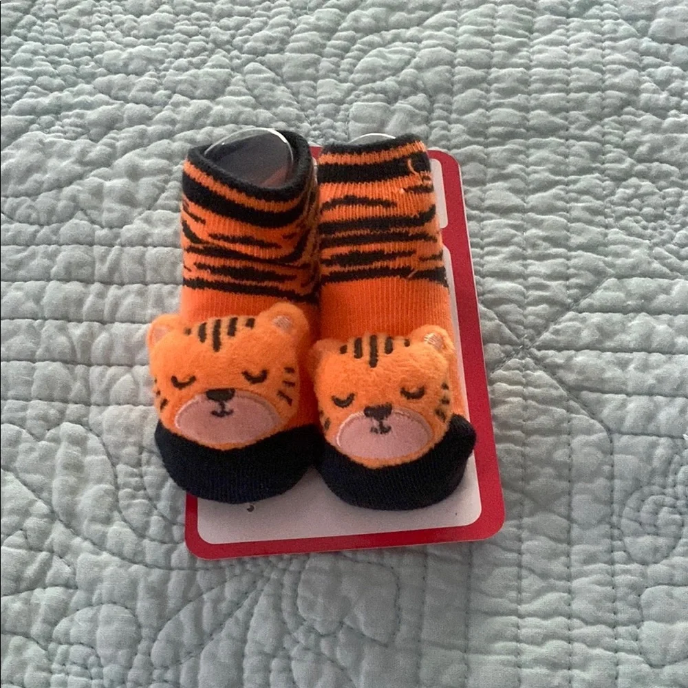 Kidgets Tiger Baby Socks in Orange and Black